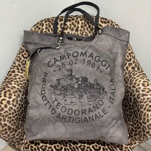 Campomaggi Large Canvas Tote in Grigio